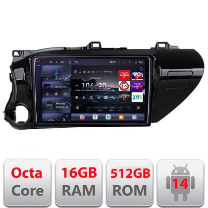 Navigatie Toyota Hilux 2016- Edotec Kit-TY59 8 core QLED 2K 16+512 360 Android Waze USB Navigatie Internet Youtube Radio