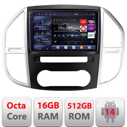 Navigatie Mercedes Vito w447 2016- Android radio gps internet 8 core QLED 2K 16+512 360 Edotec