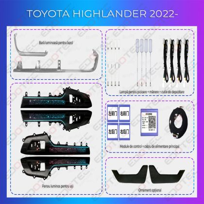 Toyota Highlander 2022 hangulatvilágítás komplett telefonvezérlő vagy gyári rendszer