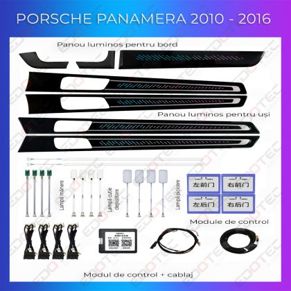 Porsche Panamera 2010-2016 hangulatvilágítás komplett szett telefonvezérlő díszlécekkel vagy eredeti rendszerrel