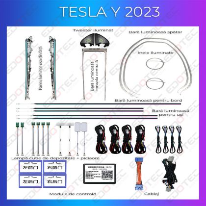 Tesla Model Y 2023 hangulatvilágítás komplett telefonvezérlő szett