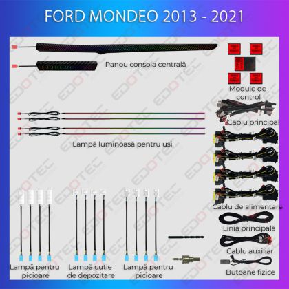 Hangulatvilágítás FORD Mondeo 2013 - 2021 komplett telefonvezérlő szett vagy gyári rendszer
