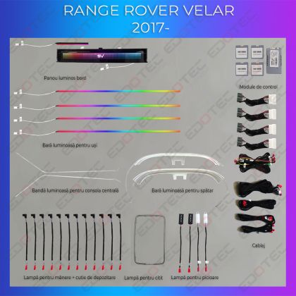 Hangulatvilágítás Range Rover Velar 2017-hez - komplett telefonvezérlő szett vagy gyári rendszer