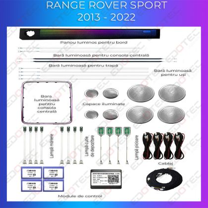 Hangulatvilágítás Range Rover Sport 2013-2022 komplett telefonvezérlő szett vagy gyári rendszer