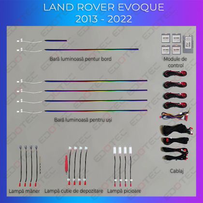 Hangulatvilágítás Range Rover Evoque 2013-2022 komplett telefonvezérlő szett vagy gyári rendszer
