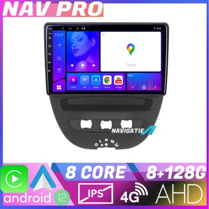 Navigatie Citroen C1 Peugeot 107 Toyota Aygo 2005 2014 EDOTEC-LITE Android Ecran 720P Octa Core 8 128 Carplay v2
