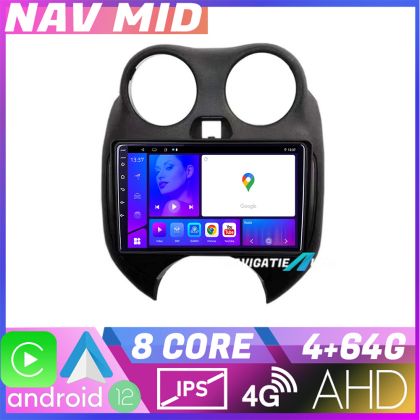 Navigatie Nissan Micra 2010 2014 EDOTEC-LITE Android Ecran 720P Octa Core 4 64 Carplay