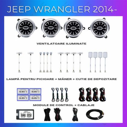 Jeep Wrangler Rubicon 2014-2020 hangulatvilágítás komplett telefonvezérlő szett vagy gyári rendszer