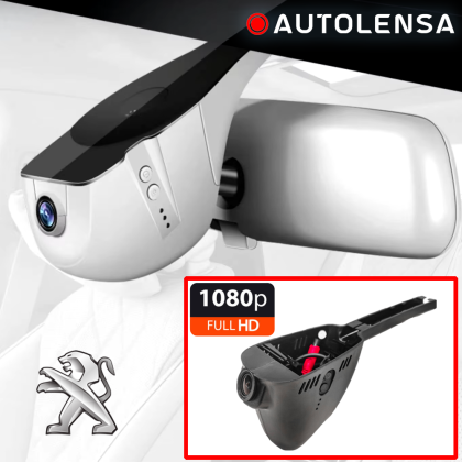 Keret nélküli DVR kamera Peugeot 308 2015-18, első kamera 1080p Autolensa, 24/7 modell Fekete PE01
