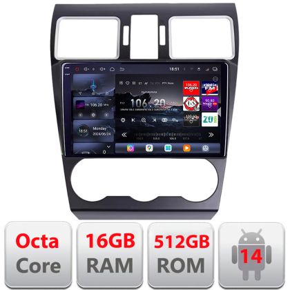 Navigatie Subaru Forester XV Qled 2K Octa Core 16+512 LTE 4G DSP Wifi 5Ghz android auto carplay radio gps internet kit-062-2019+EDT-E809-2K