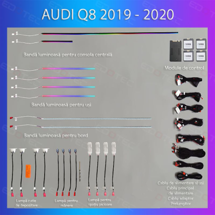 Audi Q8 2019-2023 hangulatvilágítás komplett telefonvezérlő szett vagy gyári rendszer