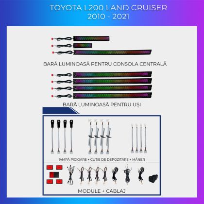 Lumini Ambientale Toyota L200 2010 - 2021 set complet cu trimuri control telefon sau sistem original 