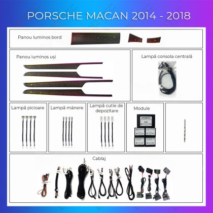 Porsche Macan 2014-2018 hangulatvilágítás komplett telefonvezérlő szett vagy gyári rendszer
