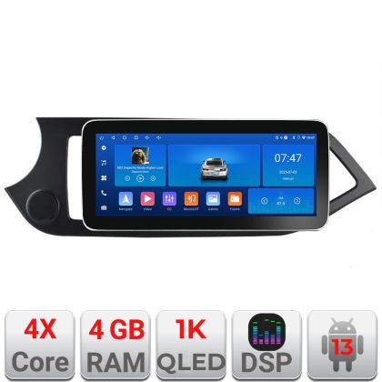 Navigatie Kia Picanto 2011-2015 K-217 Edotec 4+64 12.3 inch Incell 1K android Wifi 5Ghz gps internet