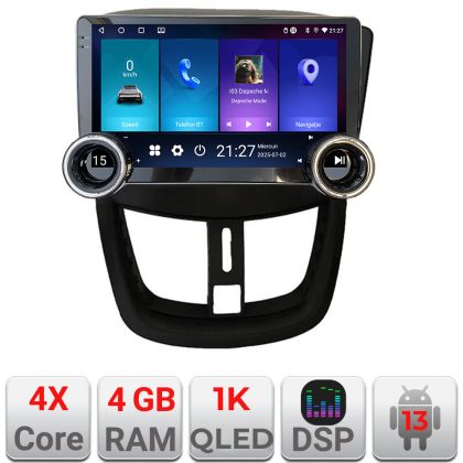 Navigatie Peugeot 207 Kit-PE01 Edotec  4+64 10.5 inch Incell 1K android Wifi 5Ghz gps internet  