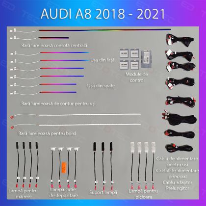 Audi A8 2018-2021 hangulatvilágítás komplett telefonvezérlő szett vagy gyári rendszer