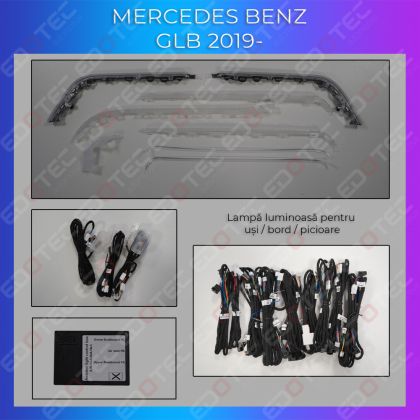 Ambient világítás ajtókárpitok Mercedes GLB lábvezérlés az eredeti rendszeren vagy telefonon