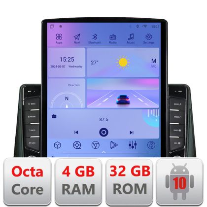 Navigáció Ford Focus 4 Kuga 2018-2023 TESLA típusú képernyő 9.7" Android Rádió Bluetooth Internet GPS WIFI 4+32GB DSP 4G Octa C