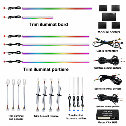Lumini Ambientale NIGHTVIBE universale canbus set complet control telefon sau sistem original
