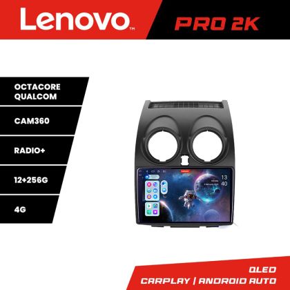 Navigatie Nissan Qashqai Lenovo Kit-499 8 core QLED 2K 12+256 360 Android Waze USB Navigatie Internet Youtube Radio