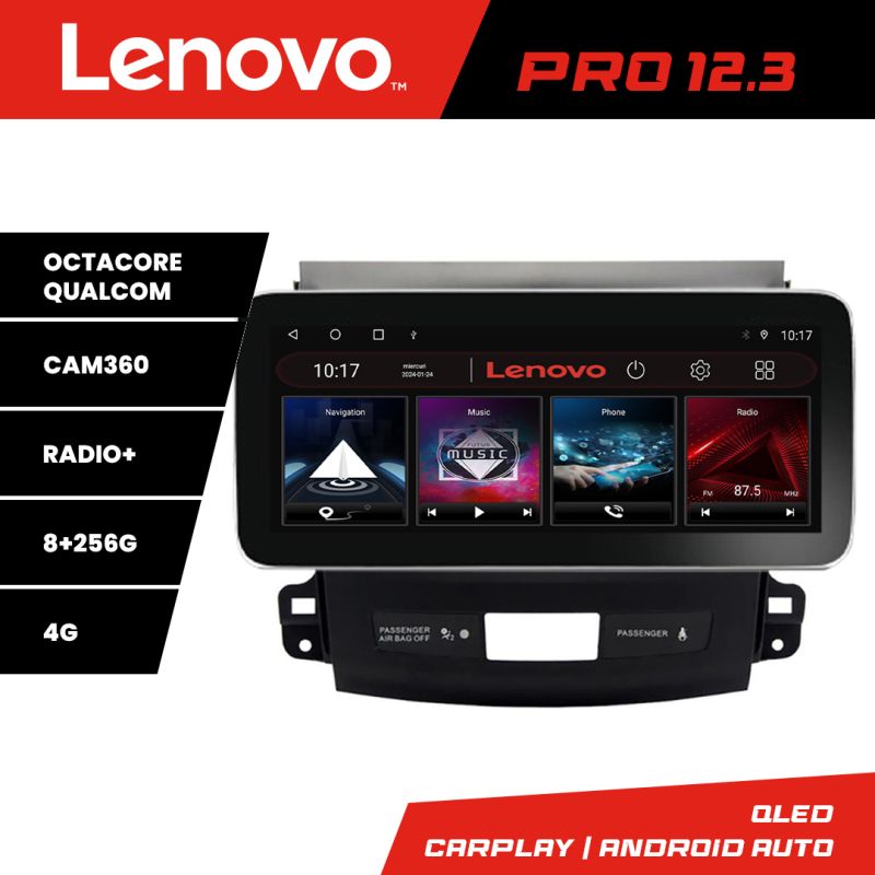 Navigatie Mitsubishi Outlander 2010 K-056 Lenovo PRO 8+256 12.3 inch qled android 4G DSP gps internet Q v2