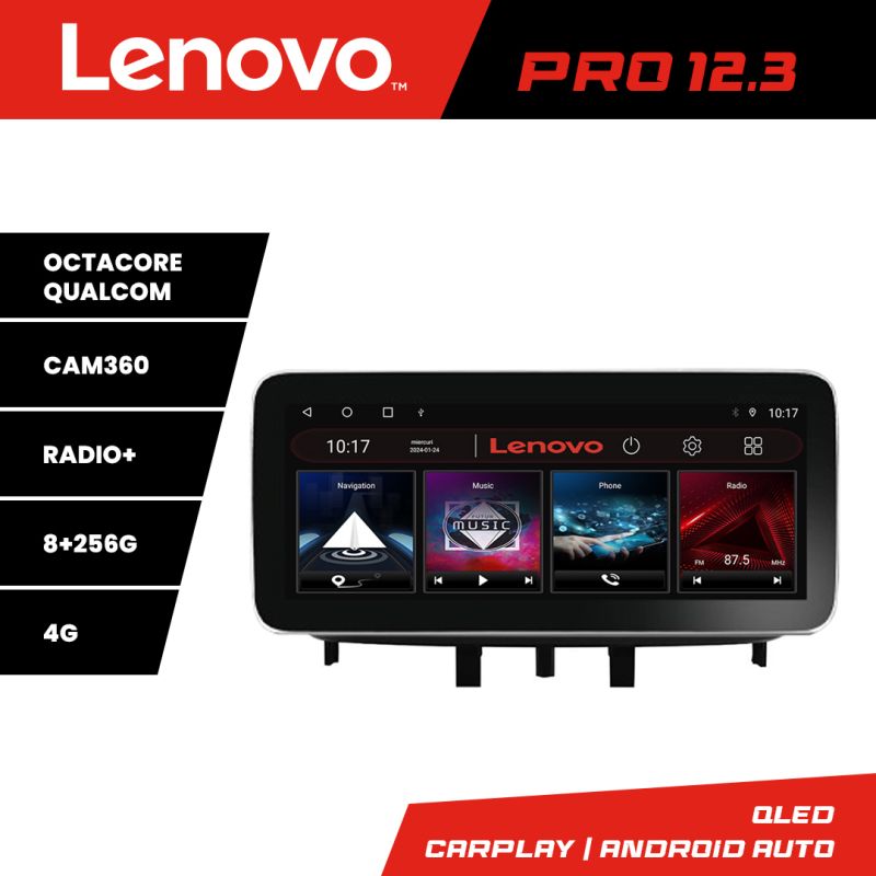 Navigatie Renault Megane 3 Fluence K-145 Lenovo PRO 8+256 12.3 inch qled android 4G DSP gps internet