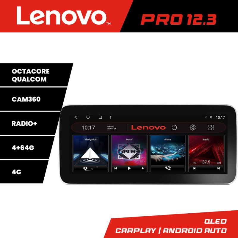 Navigatie Mercedes C 2001-2004 CLK G K-171 Lenovo PRO 4+64 12.3 inch qled android 4G DSP gps internet