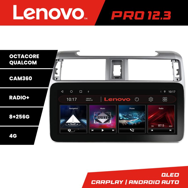 Navigatie Toyota 4runner 2009-2019 Lenovo PRO 8+256 12.3 inch qled android 4G DSP gps internet KIT-4runner