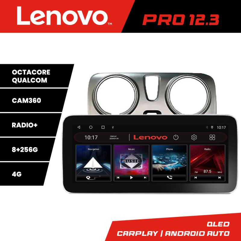 Navigatie Dacia Dokker Lenovo PRO 8+256 12.3 inch qled android 4G DSP gps internet 8Core