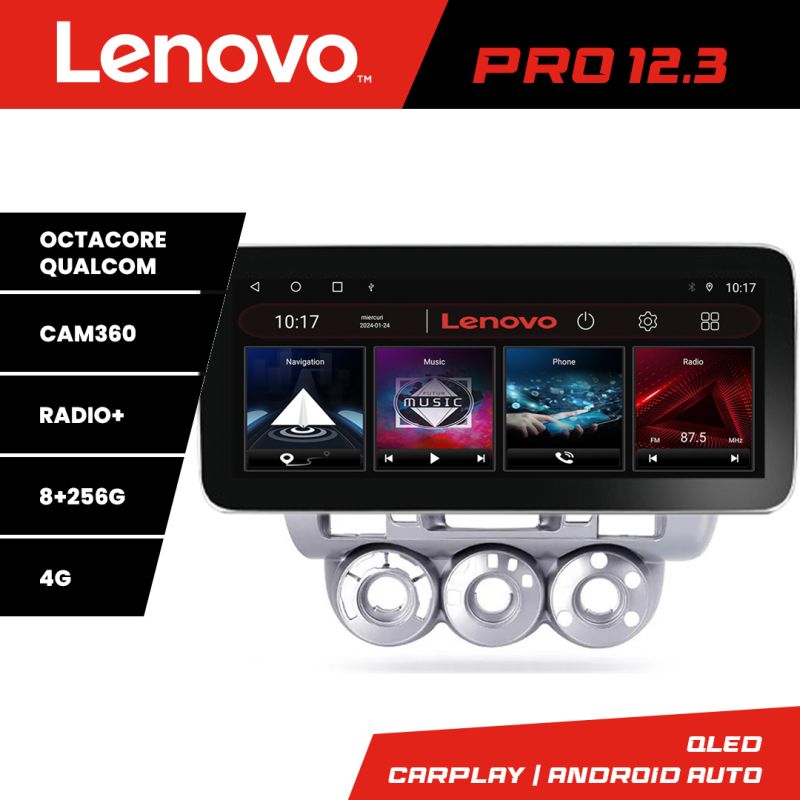 Navigatie Honda Fit Jazz 2004-2008 Lenovo PRO 8+256 12.3 inch qled android 4G DSP gps internet Kit-jazz