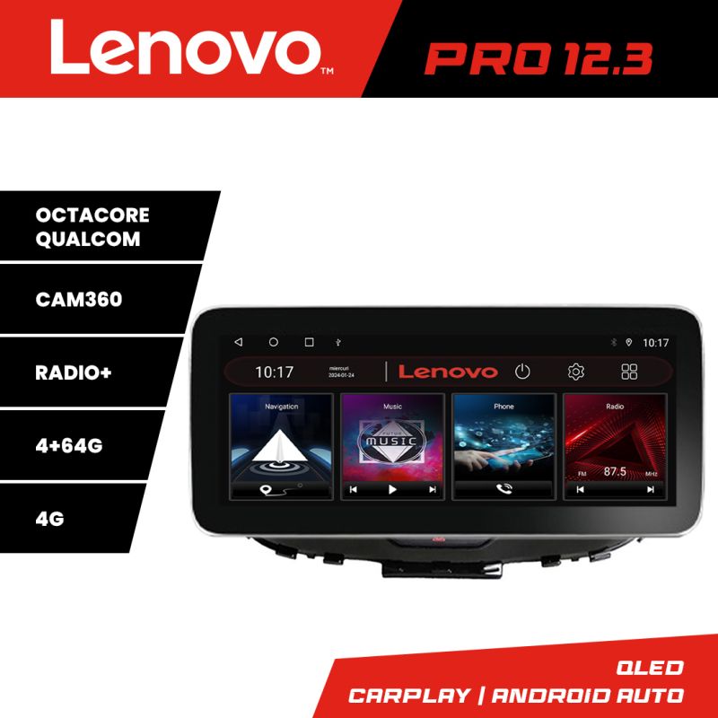 Navigatie Kia Soul 2020- K-soul Lenovo PRO 4+64 12.3 inch qled android 4G DSP gps internet 8Core