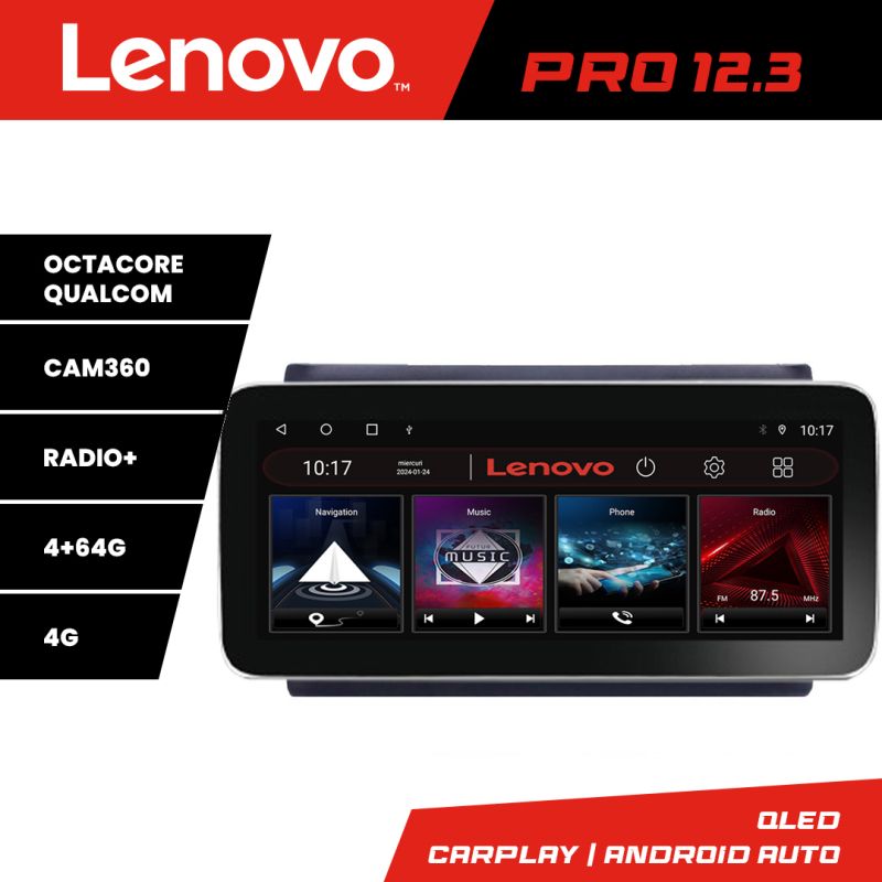 Navigatie Fiat Stilo K-STILO Lenovo PRO 4+64 12.3 inch qled android 4G DSP gps internet 8Core