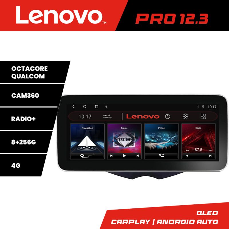Navigatie Hyundai Veloster Lenovo PRO 8+256 12.3 inch qled android 4G DSP gps internet 8Core