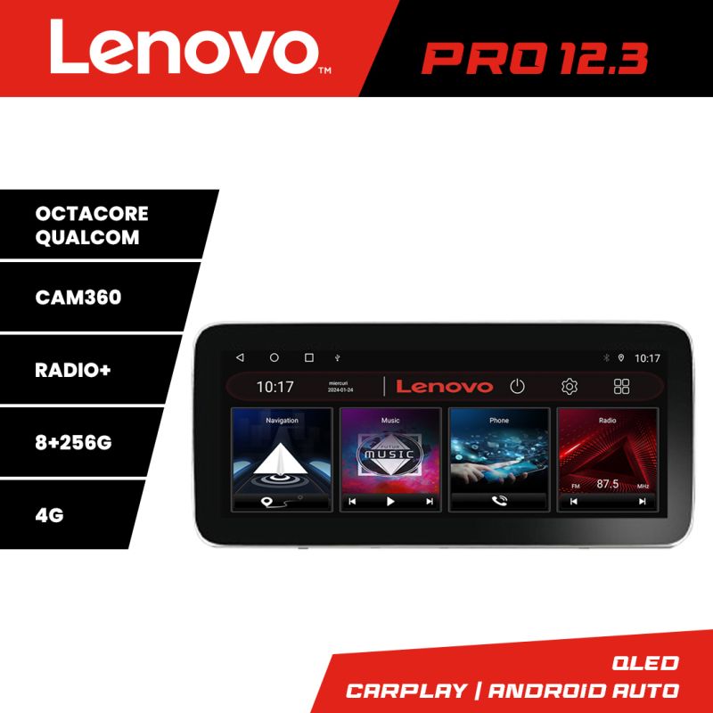 Navigatie Mercedes CLK W209 Lenovo PRO 8+256 12.3 inch qled android 4G DSP gps internet Kit-w209