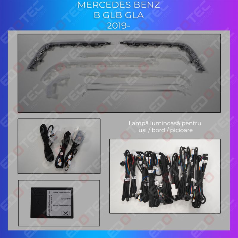 Lumini Ambientale trimuri usi picioare Mercedes B GLB GLA control pe sistemul original sau telefon