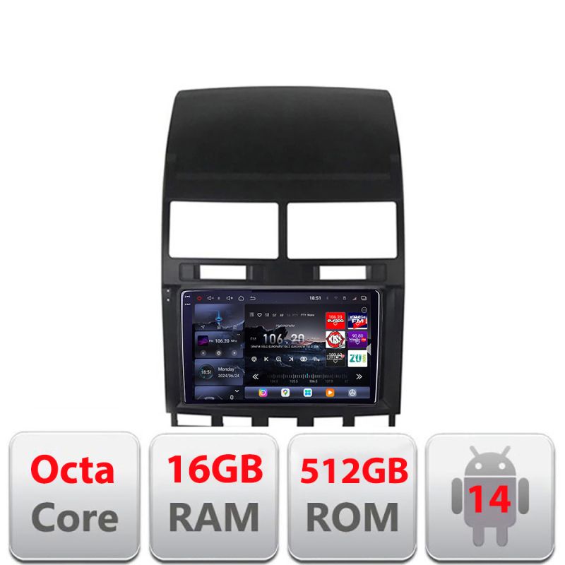 Navigatie VW Touareg 2004-2011 Edotec Kit-042 8 core QLED 2K 16+512 360 Android Waze USB Navigatie Internet Youtube Radio