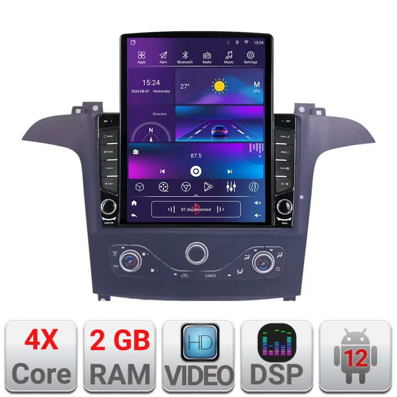 Navigatie Ford S-max 2006-2014 dedicata Android radio gps internet quad core 2+32 ecran vertical 9.7