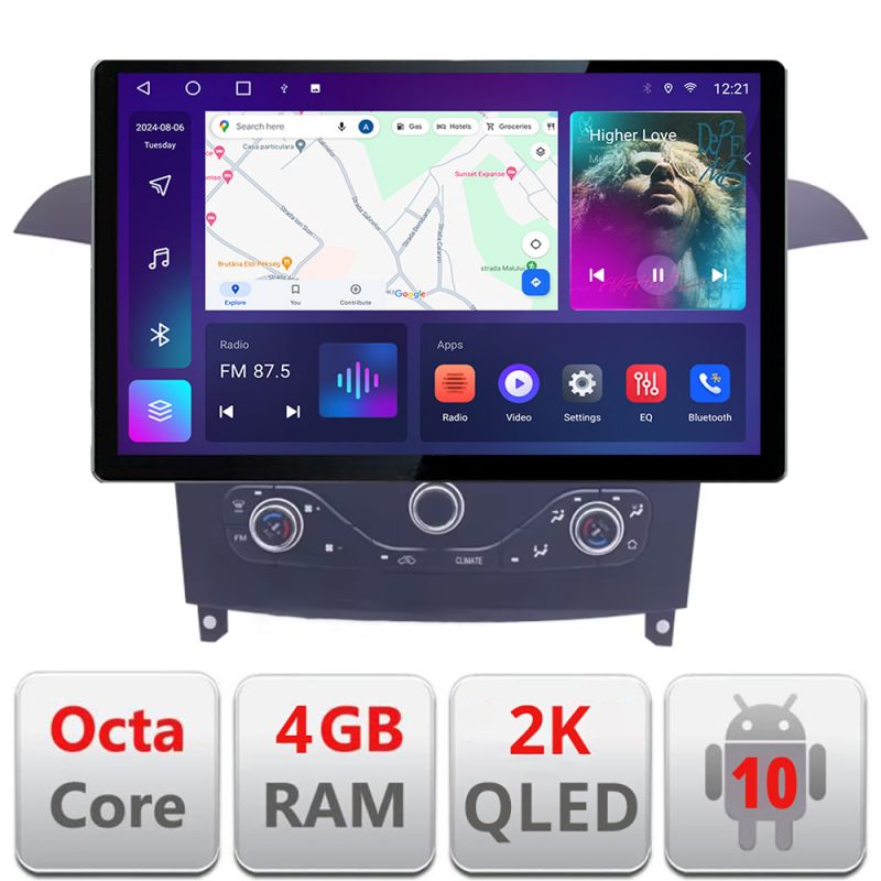 Navigatie Ford S-max 2006-2014 Qled 2K Octa Core 4+64 LTE 4G DSP Wifi 5Ghz android auto carplay radio gps internet KIT-smax-navi+EDT-E413-2K