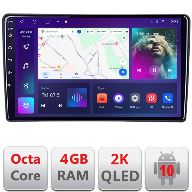 Navigatie Ford Focus C-max S-max Galaxy Mondeo unitati ovale QLED 2K Octa core 4+32 DSP 360 Optic FHD internet gps radio carplay android auto kit-ford-oval+EDT-E409-2K