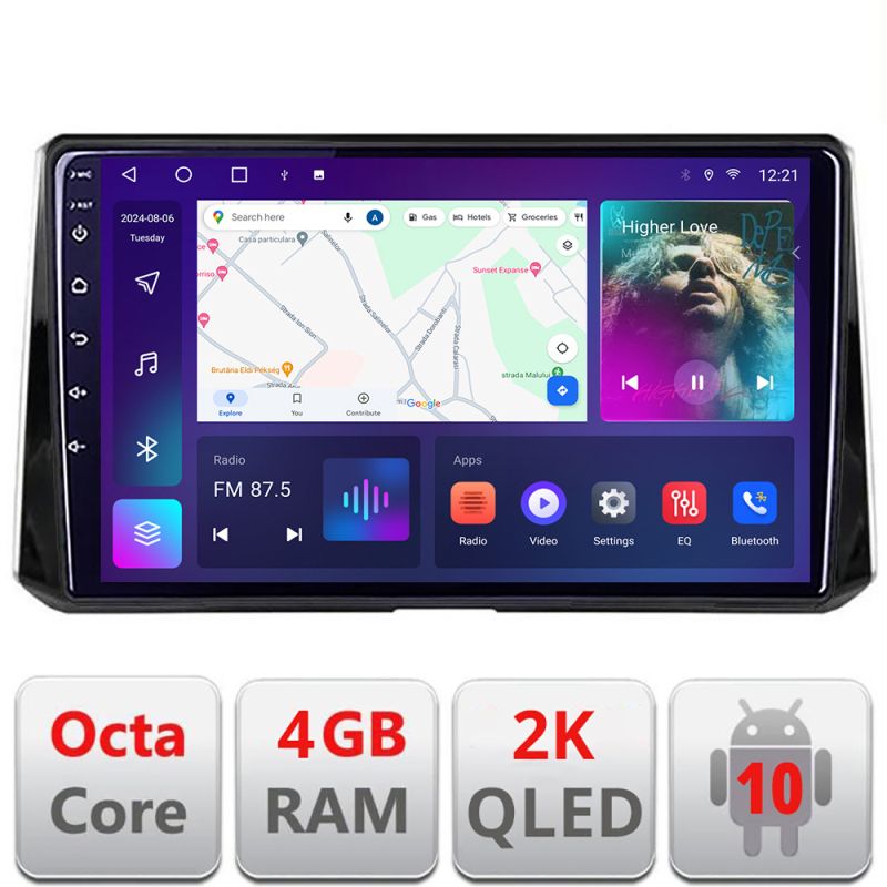 Navigatie Toyota Auris 2018- C-388 Android Octa Core Ecran 2K QLED GPS 4G 4+32GB 360 KIT-388+EDT-E410-2K