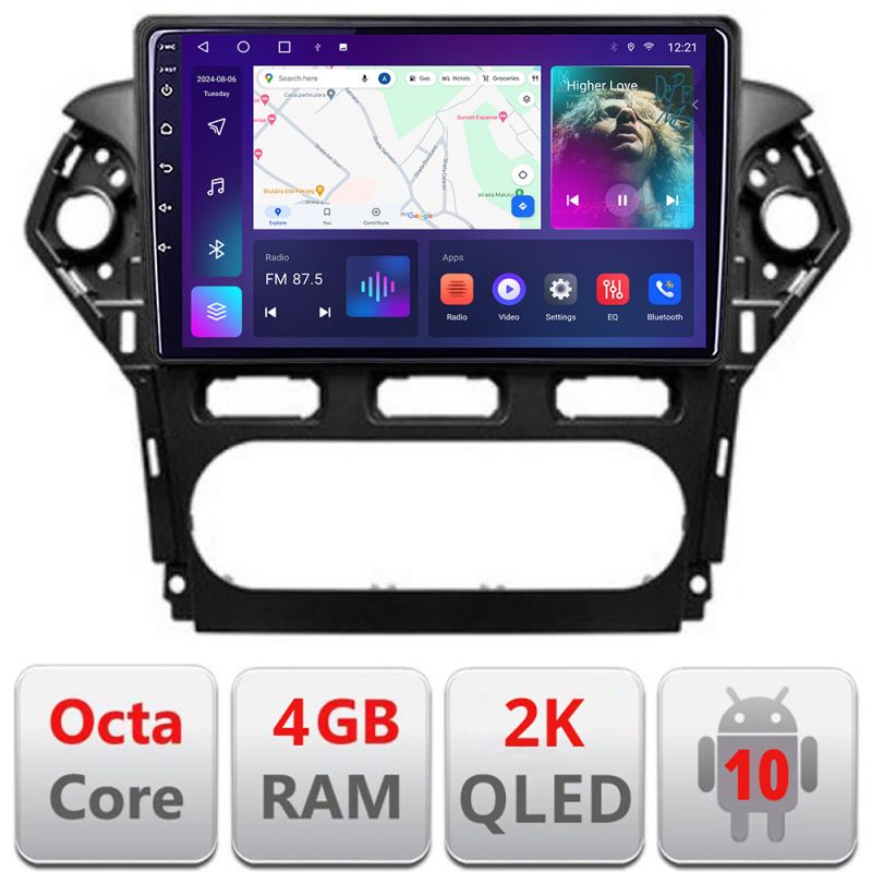 Navigatie Ford Mondeo 2010-2014 C-MONDEO-CLIMA Android Octa Core Ecran 2K QLED GPS 4G 4+32GB 360 KIT-MONDEO-CLIMA+EDT-E410-2K