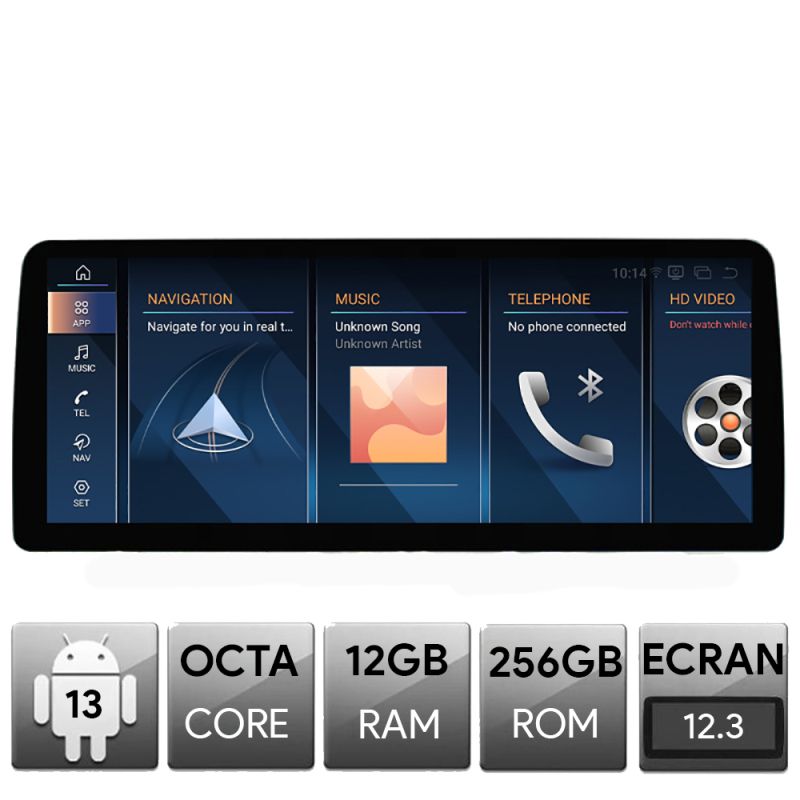 Navigatie BMW X1 E84 fara ecran de fabrica, Android, Octa Core, 12+256, 12.3