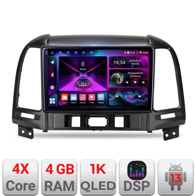 Navigatie Hyundai Santa Fe A-008 4+64 InCell Display 1K Android Waze USB Navigatie Internet Youtube Radio