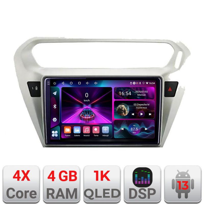 Navigatie Peugeot 301 Citroen C-Elisee A-301 4+64 InCell Display 1K Android Waze USB Navigatie Internet Youtube Radio