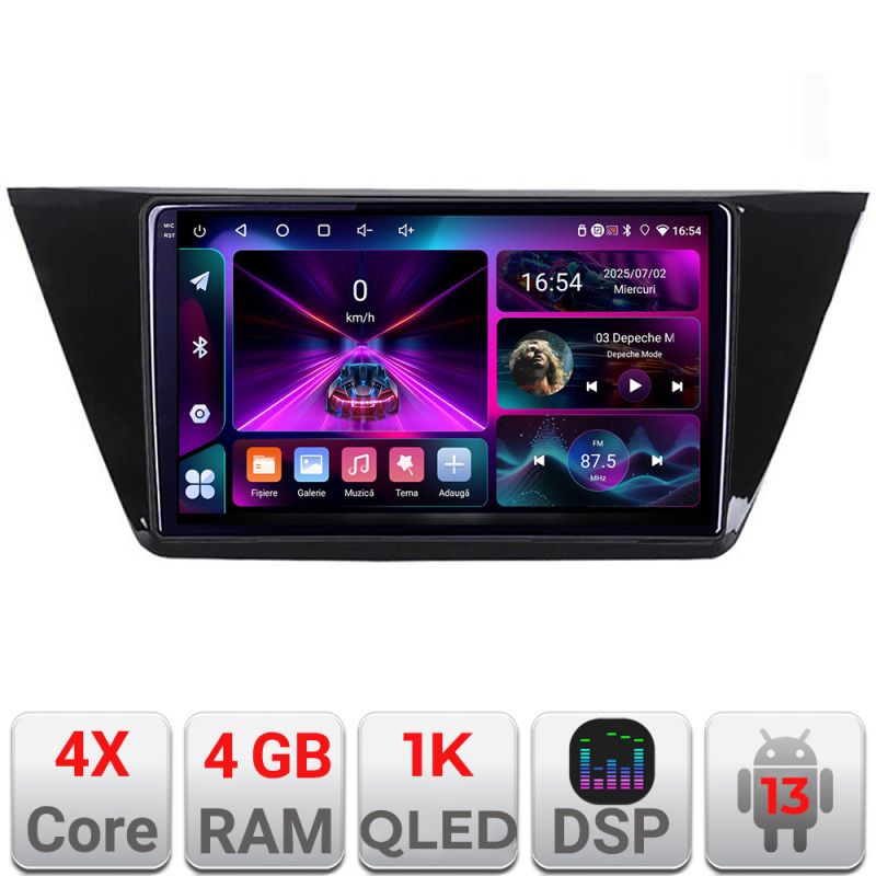 Navigatie Volkswagen Touran 2016- A-3144 4+64 InCell Display 1K Android Waze USB Navigatie Internet Youtube Radio