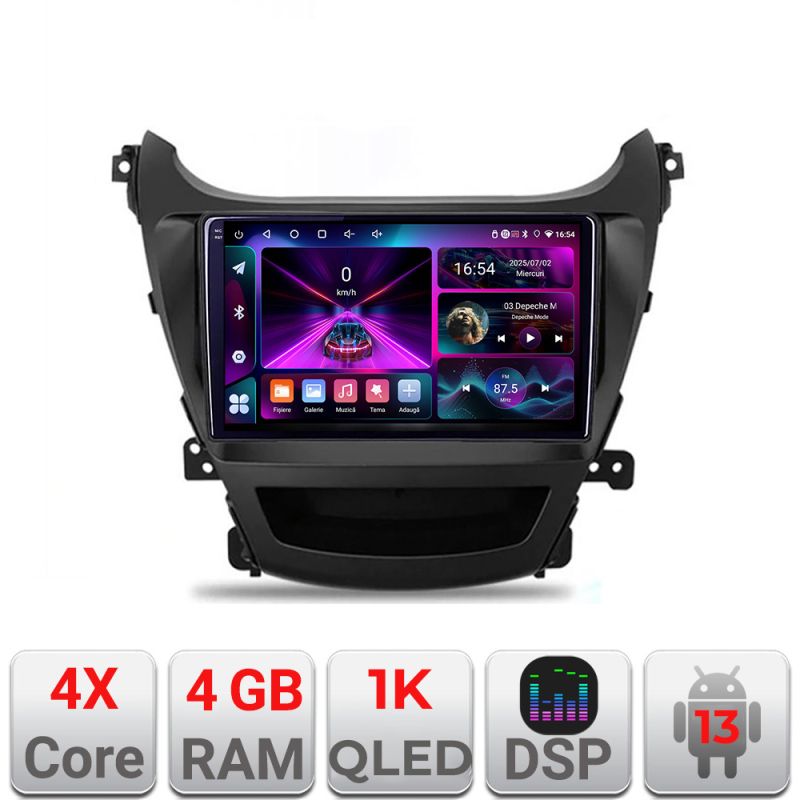 Navigatie Hyundai Elantra 2013-2015 A-359 4+64 InCell Display 1K Android Waze USB Navigatie Internet Youtube Radio