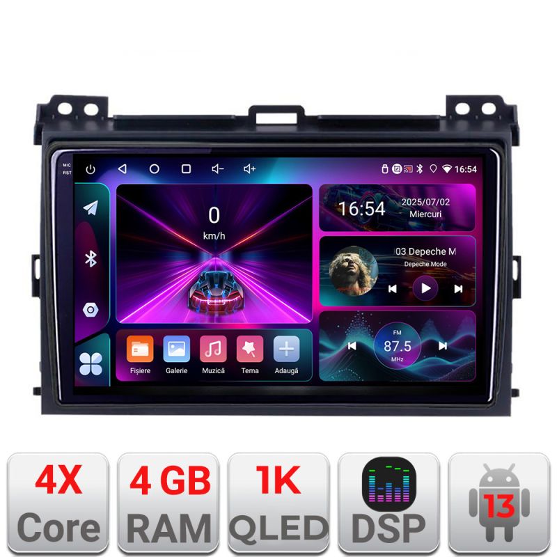 Navigatie Toyota Prado 2007- A-456 4+64 InCell Display 1K Android Waze USB Navigatie Internet Youtube Radio