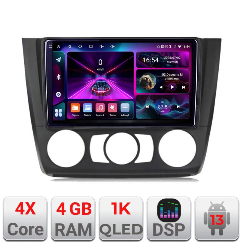 Navigatie BMW Seria 1 E87 2007-2011 clima manuala A-bmw117-manual 4+64 InCell Display 1K Android Waze USB Navigatie Internet Youtub