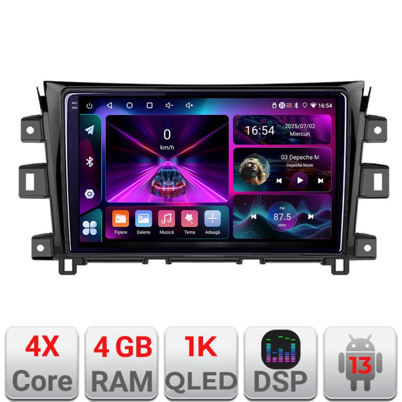 Navigatie NIssan Navara 2017- A-NAVARA17 4+64 InCell Display 1K Android Waze USB Navigatie Internet Youtube Radio