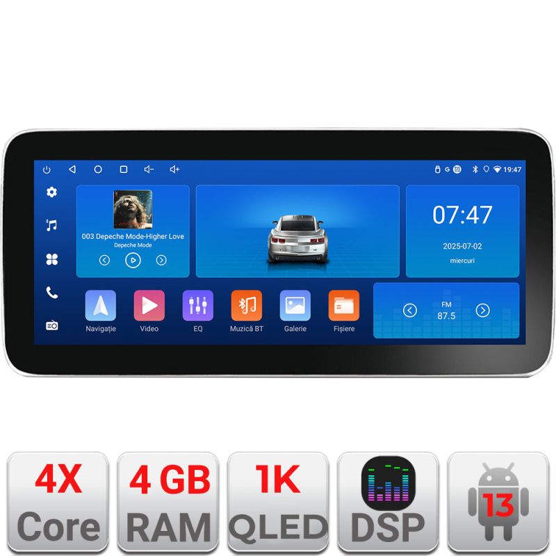 Navigatie Fiat 500 2015-2021 Edotec 4+64 12.3 inch Incell 1K android Wifi 5Ghz gps internet